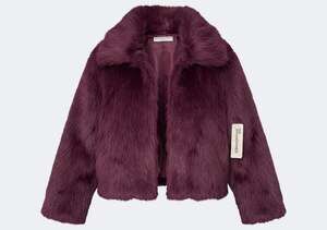 No Boundaries Faux Fur Jacket Burgundy Size M